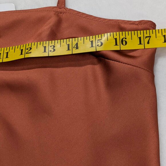 NEW Forever 21 Slip Dress Womens Large Orange Y2K Coquette Girl Fairy Slinky - Picture 4 of 9